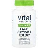 Vital Nutrients, Hiperbiotikai, Pro-15® pažangus probiotikas®, 60 veganiškų tablečių