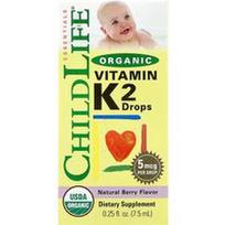 ChildLife Essentials, Organinių vitamino K2 lašai, natūralių uogų, 5 mcg, 0,25 fl oz (7,5 ml)