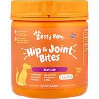 Zesty Paws, Klubų ir sąnarių įkandimai, šunims, bet kokio amžiaus, antis, 90 minkštų kramtomųjų, 11.1 oz (315 g)