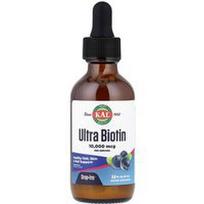 KAL, Ultra biotinas, mišrios uogos, 10 000 mcg, 2 fl oz (59 ml)