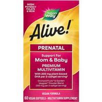 Nature's Way, Alive!® Prenatal Premium multivitaminai, uogų skonio, 60 veganiškų minkštųjų kapsulių