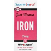 Superior Source, „Just Women“, geležis, 25 mg, 90 „MicroLingual®“ greitai tirpstančių tablečių