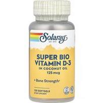 Solaray, Super Bio vitaminas D-3, 125 mcg, 120 minkštųjų gelių