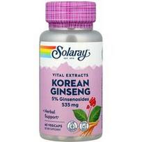 Solaray, Gyvybiniai ekstraktai, korėjietiškas ženšenis, 535 mg, 60 daržovių kapsulių