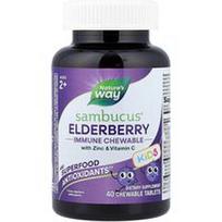 Nature's Way, Sambucus® šeivamedžio uogų imunitetą stiprinantis kramtomasis vaistas, nuo 2 metų, 40 kramtomųjų tablečių