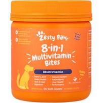 Zesty Paws, 8-in-1 multivitaminų kąsniai, šunims, bet kokio amžiaus, žemės riešutų sviestas, 90 minkštų kramtomųjų, 11.1 uncijos (315 g)
