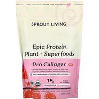 Sprout Living, „Epic Protein®“, prokolagenas, augalinis + supermaisto produktas, uogų skonio, 336 g