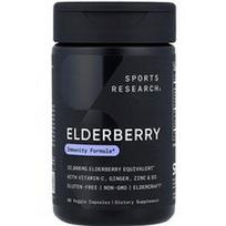 Sports Research, Šeivamedžio uogos su vitaminu C, imbieru, cinku ir D3, 60 vegetariškų kapsulių