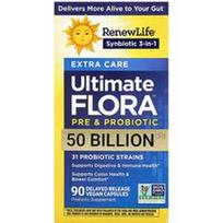 Renew Life, „Ultimate Flora™“ prebiotikas ir probiotikas, 90 pailginto atpalaidavimo veganiškų kapsulių