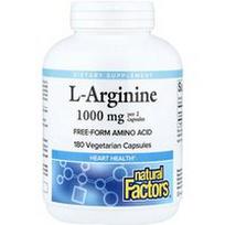 Natural Factors, L-argininas, 180 vegetariškų kapsulių (500 mg vienoje kapsulėje)
