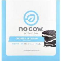 No Cow, Baltymų batonėlis, sausainių grietinėlė, 12 batonėlių, po 2.12 uncijos (60 g)