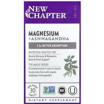 New Chapter, Magnis + Ashwagandha, 30 veganiškų tablečių