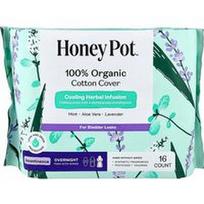 The Honey Pot Company, Organinis vėsinamasis žolelių arbatos įklotas su sparneliais, šlapimo nelaikymui per naktį, 16 vnt.