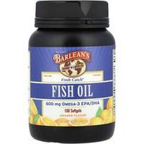 Barlean's, „Fresh Catch®“, žuvų taukai, omega-3 EPA/DHA, apelsinų skonio, 100 minkštųjų kapsulių (300 mg vienoje minkštojoje kapsulėje)