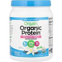 Orgain, Ekologiški baltymų™ milteliai + 50 supermaisto produktų, augalinės kilmės, vanilės pupelės, 1,12 svaro (510 g)