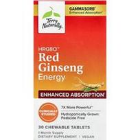 Terry Naturally, HRG80™ raudonojo ženšenio energija, 30 kramtomųjų tablečių (100 mg vienoje tabletėje)