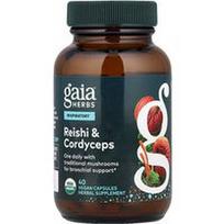 Gaia Herbs, Kvėpavimo takų, Reishi ir Cordyceps, 40 veganiškų kapsulių