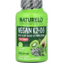 NATURELO, Veganiškas vitaminas K2 + D3, 60 vegetariškų kapsulių