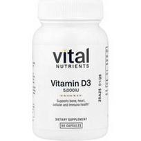 Vital Nutrients, Vitaminas D3, 5 000 TV, 90 vegetariškų kapsulių
