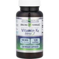 Amazing Nutrition, Nuostabios formulės™, vitaminas K2, 100 mcg, 120 daržovių kapsulių