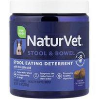 NaturVet, „Stool & Bowel“, išmatų ėdimą atbaidanti priemonė su kvėpavimo stimuliatoriumi, šunims, su šonine ir vištiena, 130 minkštų kramtomųjų gabalėlių, 286 g