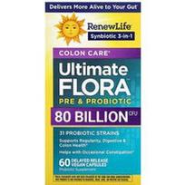 Renew Life, „Colon Care“, „Ultimate Flora™“ prebiotikas ir probiotikas, 60 pailginto atpalaidavimo veganiškų kapsulių