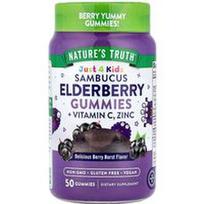 Nature's Truth, Tik 4 Kidz, Sambucus šeivamedžio guminukai + vitaminas C, cinkas, skanus uogų sprogimas, 50 guminukų