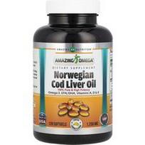 Amazing Nutrition, Norvegiškas menkių kepenų aliejus, citrina, 1 250 mg, 120 minkštųjų gelių