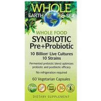 Natural Factors, „Whole Earth & Sea®“, viso maisto sinbiotinis prebiotikas ir probiotikas, 60 vegetariškų kapsulių
