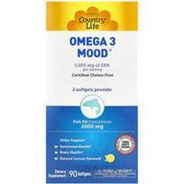 Country Life, Omega 3 Mood®, natūralios citrinos skonio, 90 minkštųjų kapsulių