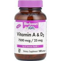 Bluebonnet Nutrition, Vitaminas A ir D3, 100 minkštųjų kapsulių