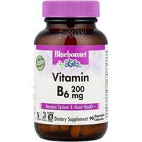 Bluebonnet Nutrition, Vitaminas B6, 200 mg, 90 augalinių kapsulių