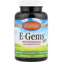 Carlson, E-Gems® Elite, vitaminas E su tokoferoliais ir tokotrienoliais, 120 minkštųjų kapsulių
