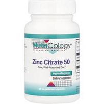 Nutricology, Cinko citratas 50, 50 mg, 60 vegetariškų kapsulių