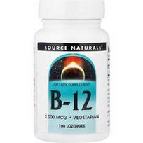 Source Naturals, Vitaminas B-12, 2000 mcg, 100 pastilių