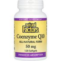 Natural Factors, Kofermentas Q10, 50 mg, 120 minkštųjų kapsulių