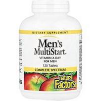 Natural Factors, „Men's MultiStart®“, vitamino A dienos papildas vyrams, 120 tablečių