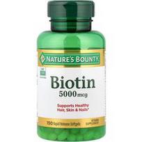 Nature's Bounty, Biotinas, 5 000 mcg, 150 greito atpalaidavimo minkštųjų gelių