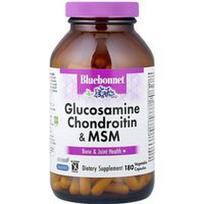 Bluebonnet Nutrition, Gliukozamino, chondroitino ir MSM, 180 augalinių kapsulių