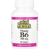 Natural Factors, Vitaminas B6, 100 mg, 90 tablečių