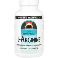 Source Naturals, L-argininas, laisvos formos, 1000 mg, 100 tablečių