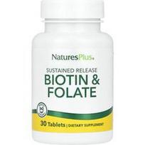 NaturesPlus, Ilgalaikio atpalaidavimo biotinas ir folatai, 30 tablečių