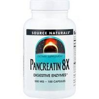 Source Naturals, Pankreatinas 8X, 100 kapsulių