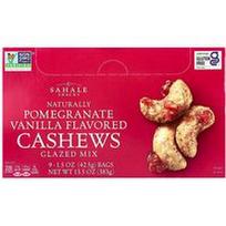 Sahale Snacks, Glazūruotas mišinys, natūraliai granatų ir vanilės skonio anakardžiai, 9 pakeliai po 42,5 g (1,5 uncijos)