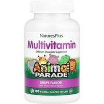 NaturesPlus, Animal Parade®, kramtomi multivitaminai vaikams, vynuogių skonio, 180 gyvūnų formos tablečių