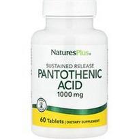 NaturesPlus, Pantoteno rūgštis, pailginto atpalaidavimo, 1000 mg, 60 tablečių