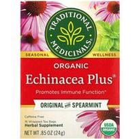 Traditional Medicinals, Organinė ežiuolės ir pipirmėčių arbata „Echinacea Plus®“, originali su šaltmėtėmis, be kofeino, 16 suvyniotų arbatos pakelių, 24 g