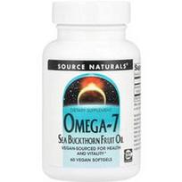 Source Naturals, Omega-7, šaltalankių vaisių aliejus, 60 veganiškų minkštųjų gelių