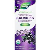 Nature's Way, „Sambucus®“, tradicinis imuninis sirupas su šeivamedžio uogomis, skirtas nuo 7 metų amžiaus, 120 ml