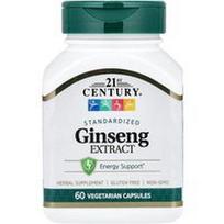 21st Century, Ženšenio ekstraktas, standartizuotas, 60 vegetariškų kapsulių (100 mg vienoje kapsulėje)